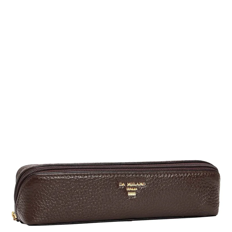 دا ميلانو Wax Leather Multi Pouch - Chocolate